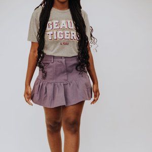 Denim Mini Ruffle Skirt- Lavender